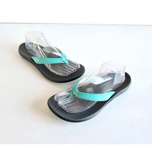 OLUKAI Punua Kai Flip Flop Sandals Teal Blue 9 39 Water Resistant Faux Leather